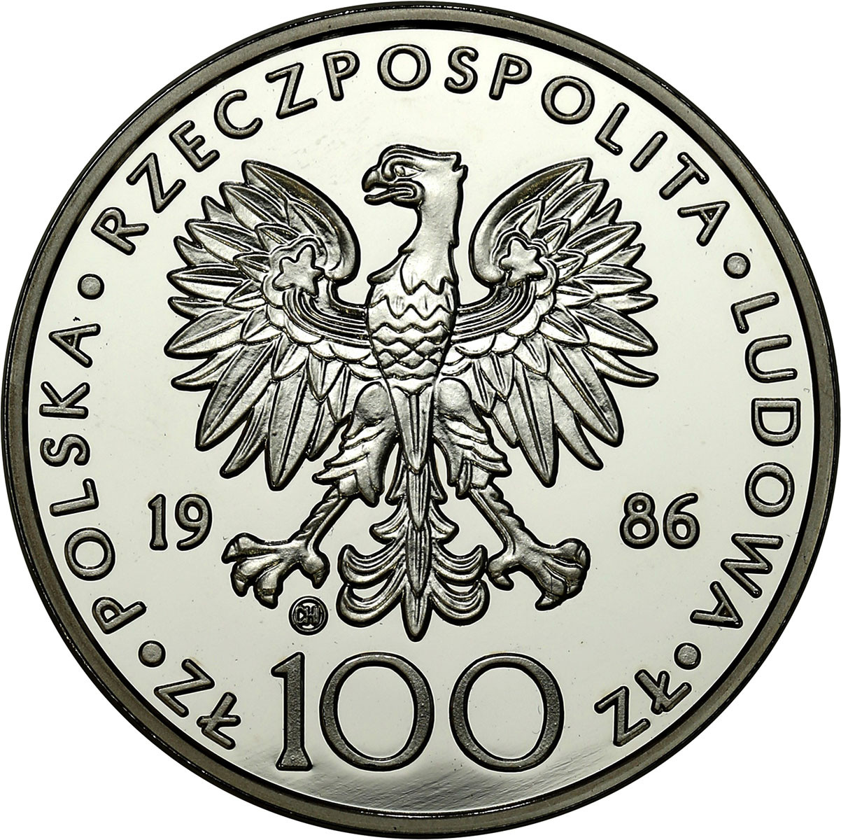 PRL. 100 złotych 1986 Jan Paweł II, stempel lustrzany - RZADKIE